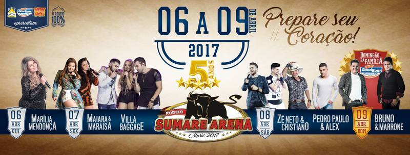 sumare arena music 2017 atracoes