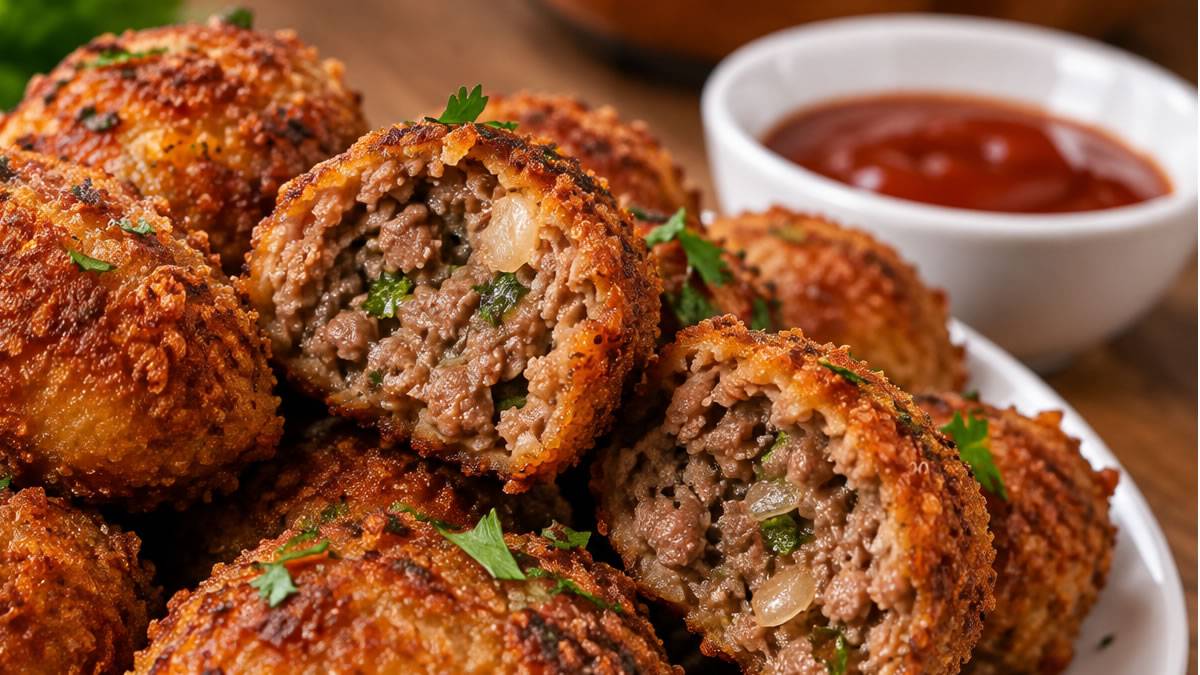 Bolinho de carne moída crocante